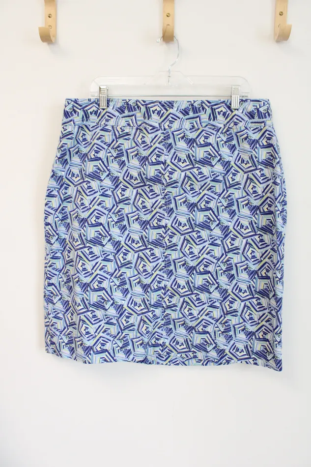 Rings Talbots Talbots Blue Yellow Patterned Skirt 14W