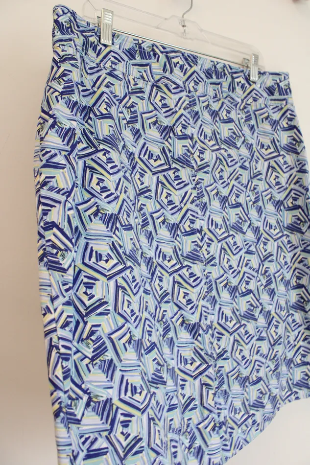 Rings Talbots Talbots Blue Yellow Patterned Skirt 14W