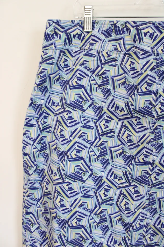 Rings Talbots Talbots Blue Yellow Patterned Skirt 14W