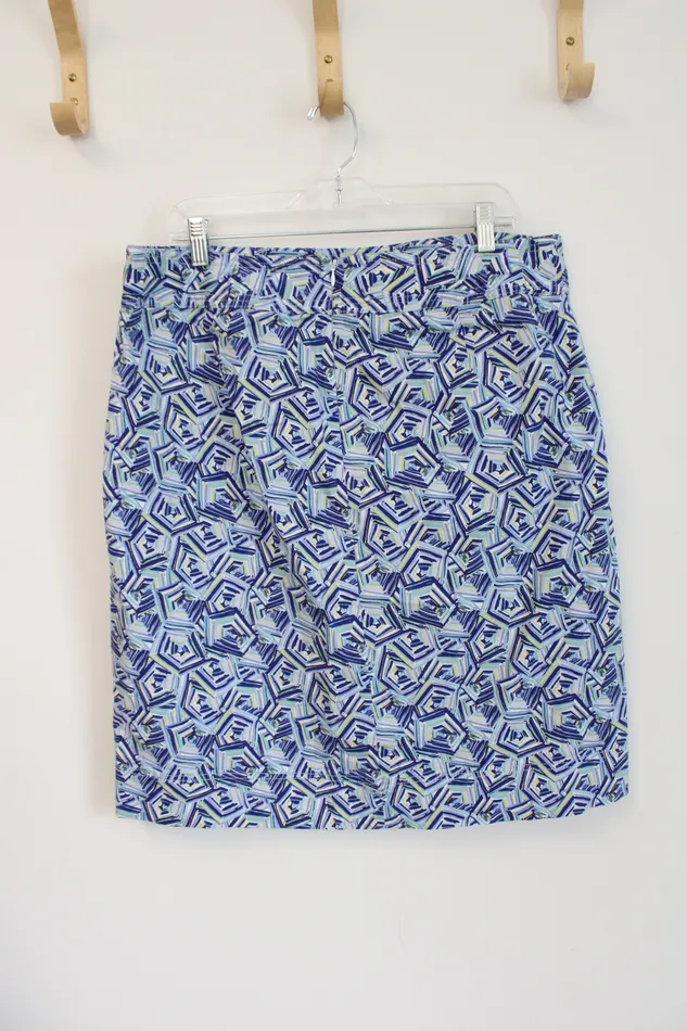 Rings Talbots Talbots Blue Yellow Patterned Skirt 14W