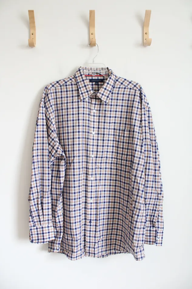 Rings Tommy Hilfiger Tommy Hilfiger Regular Fit Blue Brown Plaid Button Down Shirt 175 3435 Rings Tommy Hilfiger Tommy Hilfiger Regular Fit Blue Brown Plaid Button Down Shirt 175 3435