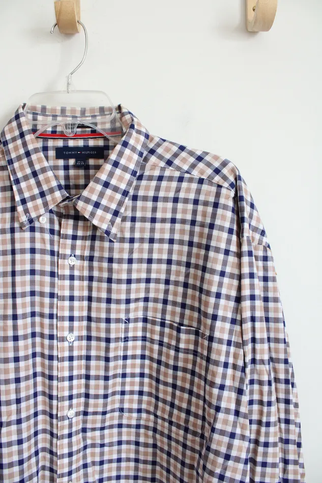 Rings Tommy Hilfiger Tommy Hilfiger Regular Fit Blue Brown Plaid Button Down Shirt 175 3435