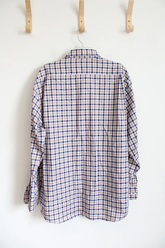 Rings Tommy Hilfiger Tommy Hilfiger Regular Fit Blue Brown Plaid Button Down Shirt 175 3435