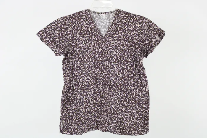 Rings Willow Brook Brown Floral Scrub Top S Willow Brook