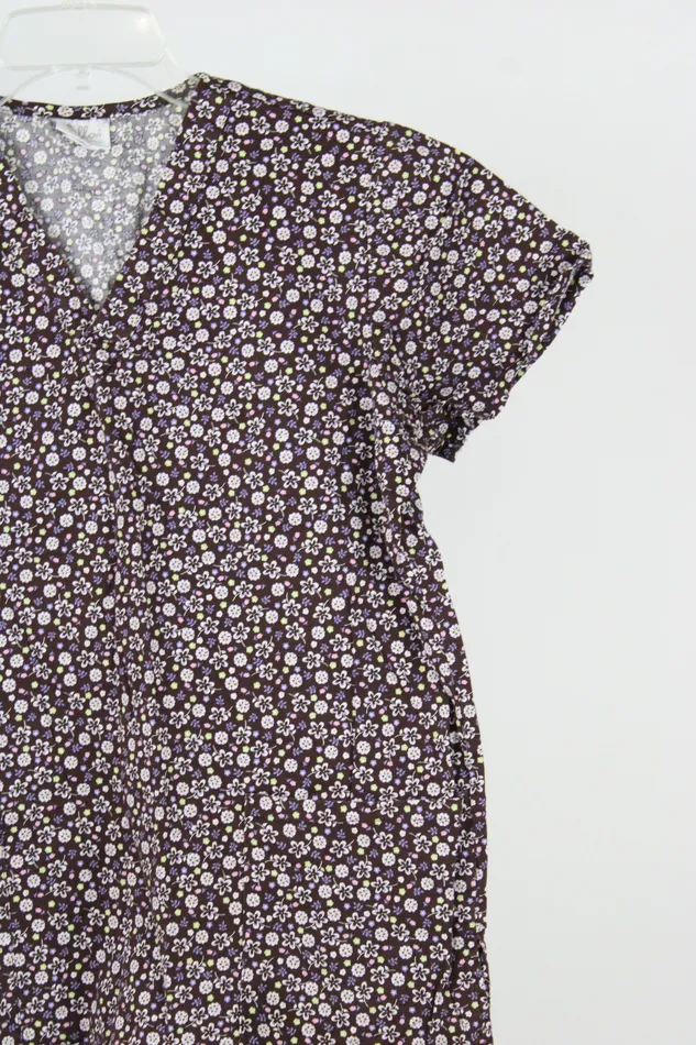 Rings Willow Brook Brown Floral Scrub Top S Willow Brook