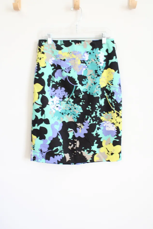Rings Worthington Worthington Black Blue Floral Skirt 4