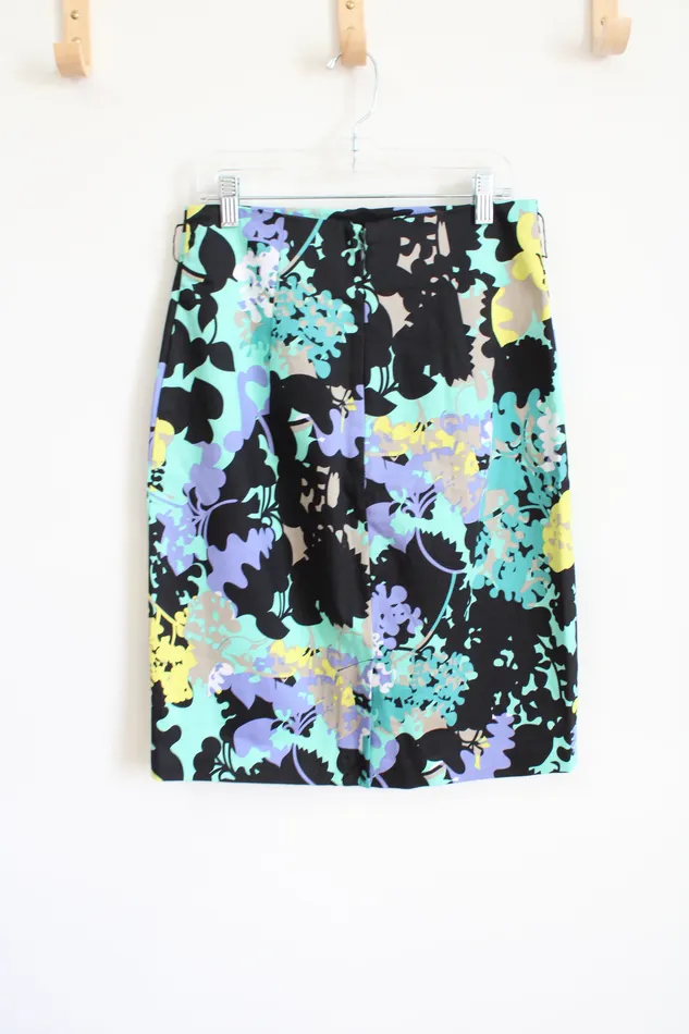 Rings Worthington Worthington Black Blue Floral Skirt 4