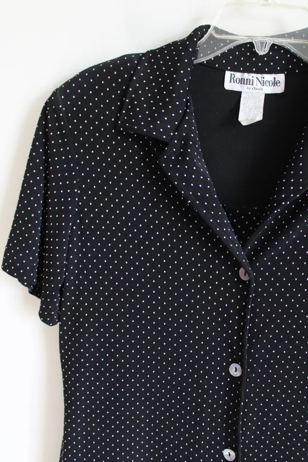 Ronni Nicole By Ouida Black Dotted Short Sleeved Top 12 Ronni Nicole Necklaces