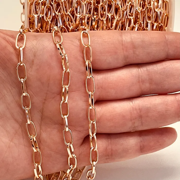 Rose Gold Plated Chain 9x5 mm Open Links Peppy Beads Rings
