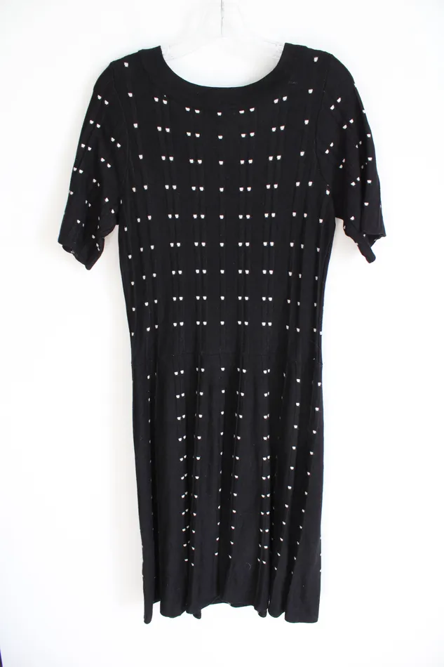 Roz Ali Rings Roz Ali Black Tan Patterned Knit Dress 1X