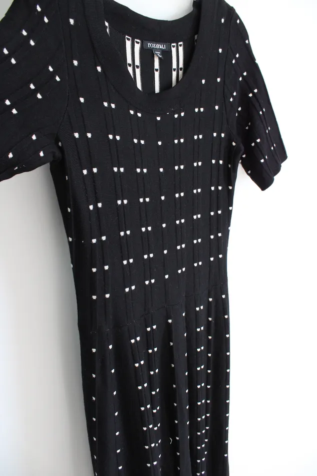 Roz Ali Rings Roz Ali Black Tan Patterned Knit Dress 1X