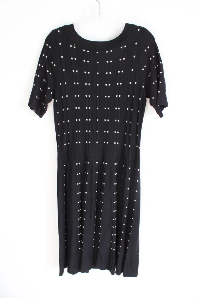 Roz Ali Rings Roz Ali Black Tan Patterned Knit Dress 1X