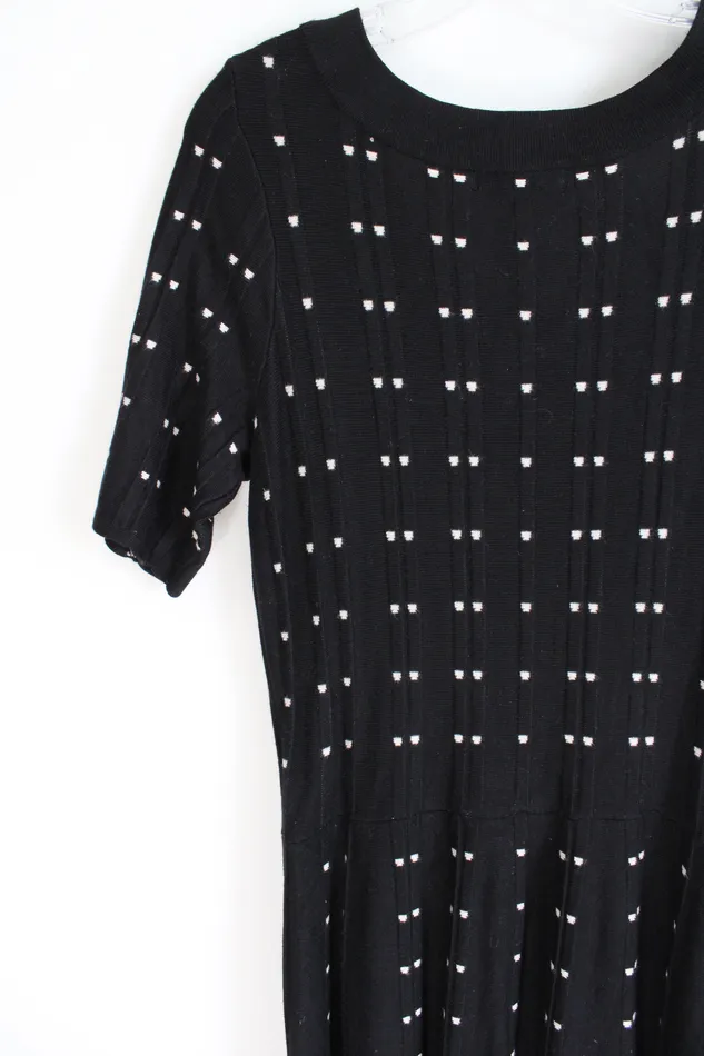 Roz Ali Rings Roz Ali Black Tan Patterned Knit Dress 1X