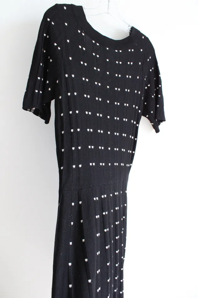 Roz Ali Rings Roz Ali Black Tan Patterned Knit Dress 1X