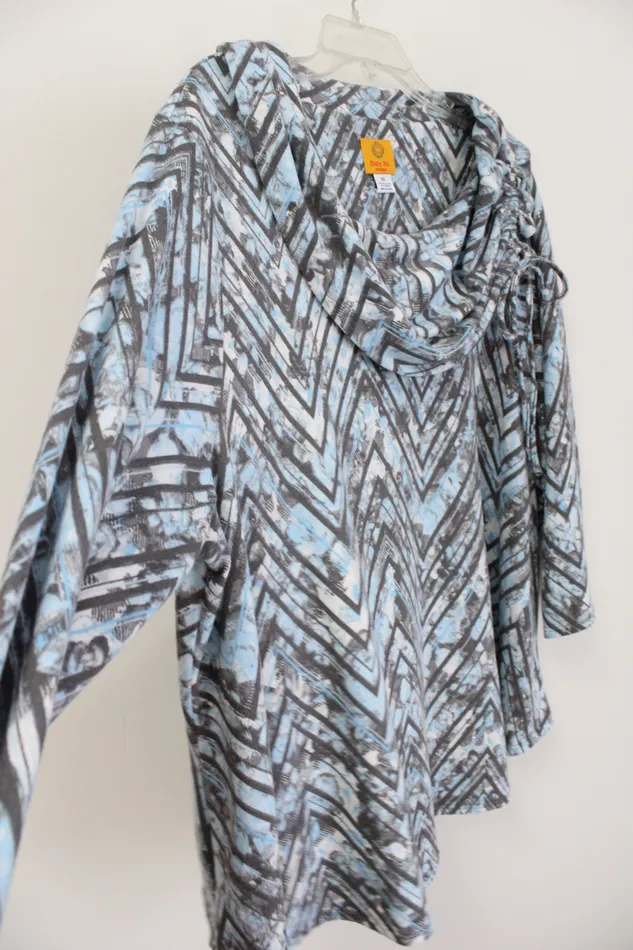 Ruby Rd Rings Ruby Rd Blue Gray Patterned Knit Cowl Neck Top 3X