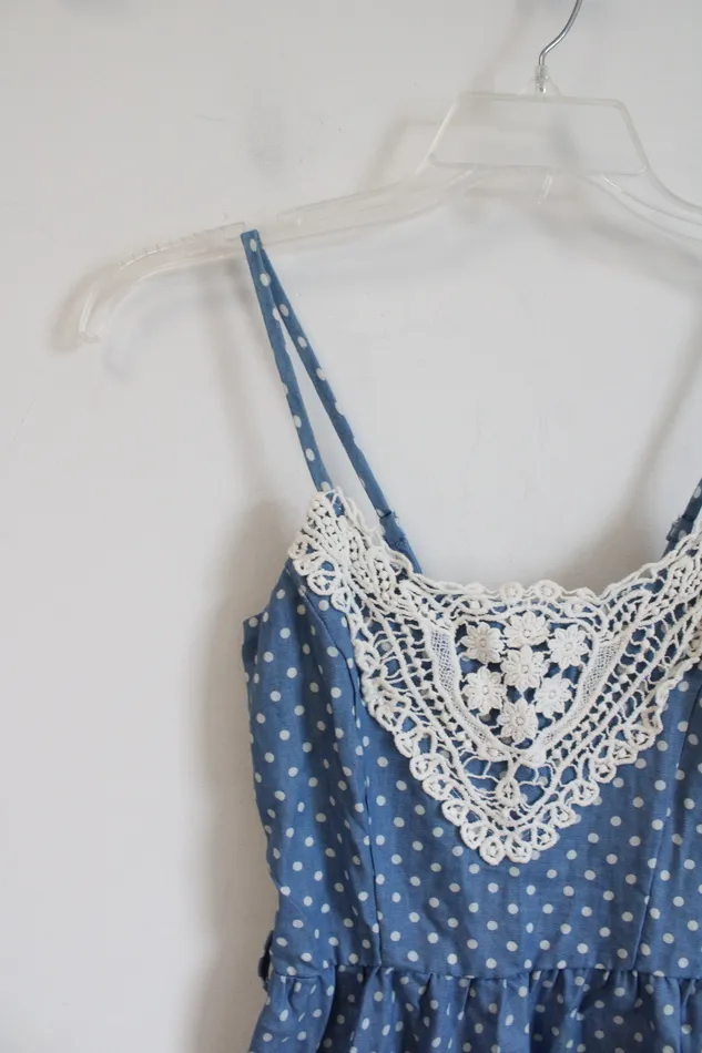 Rue 21 Blue Chambray White Polka Dot Lace Dress S Rue 21 Rings