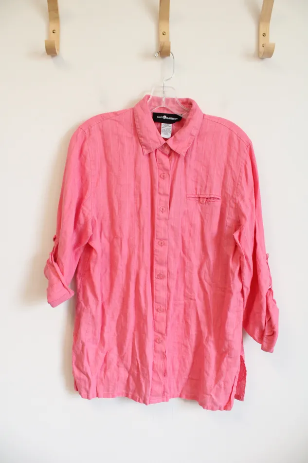 Sag Harbor Rings Sag Harbor Pink Adjustable Sleeve Blouse SM