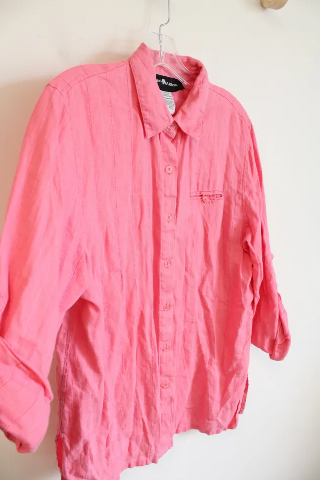 Sag Harbor Rings Sag Harbor Pink Adjustable Sleeve Blouse SM