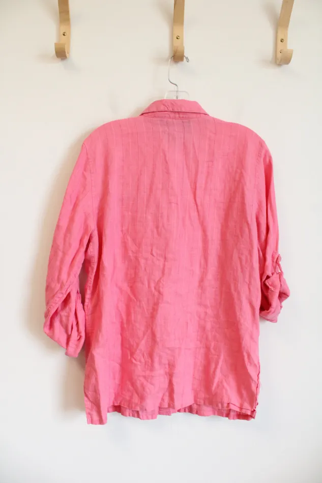 Sag Harbor Rings Sag Harbor Pink Adjustable Sleeve Blouse SM