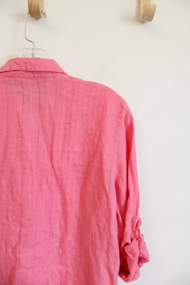 Sag Harbor Rings Sag Harbor Pink Adjustable Sleeve Blouse SM