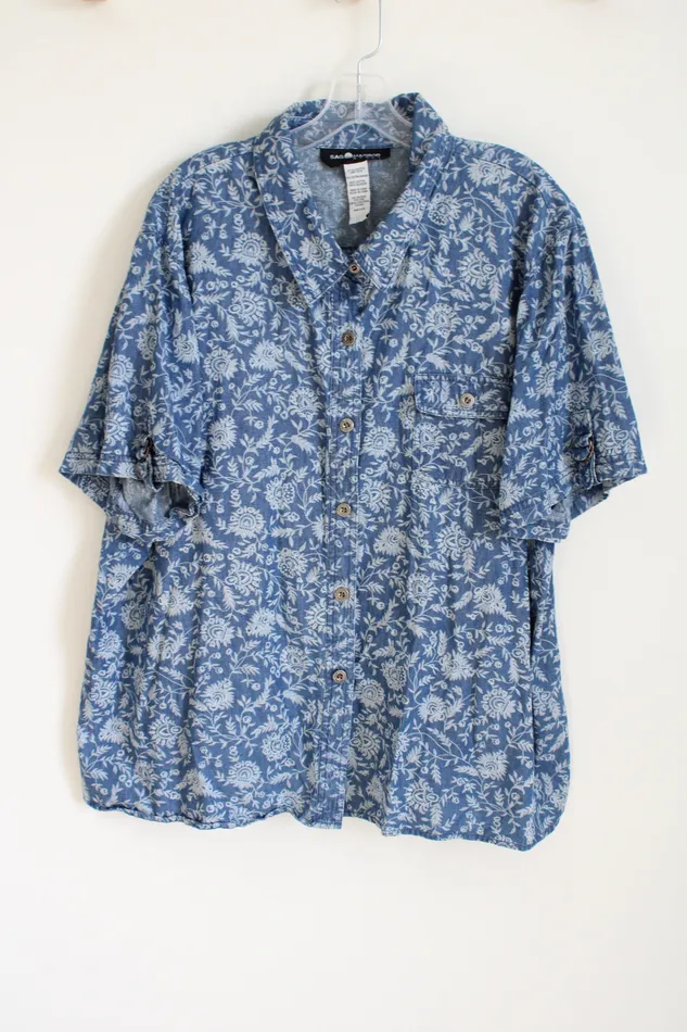 Sag Harbor Rings Vintage Sag Harbor Blue Floral Cotton Top 3XL