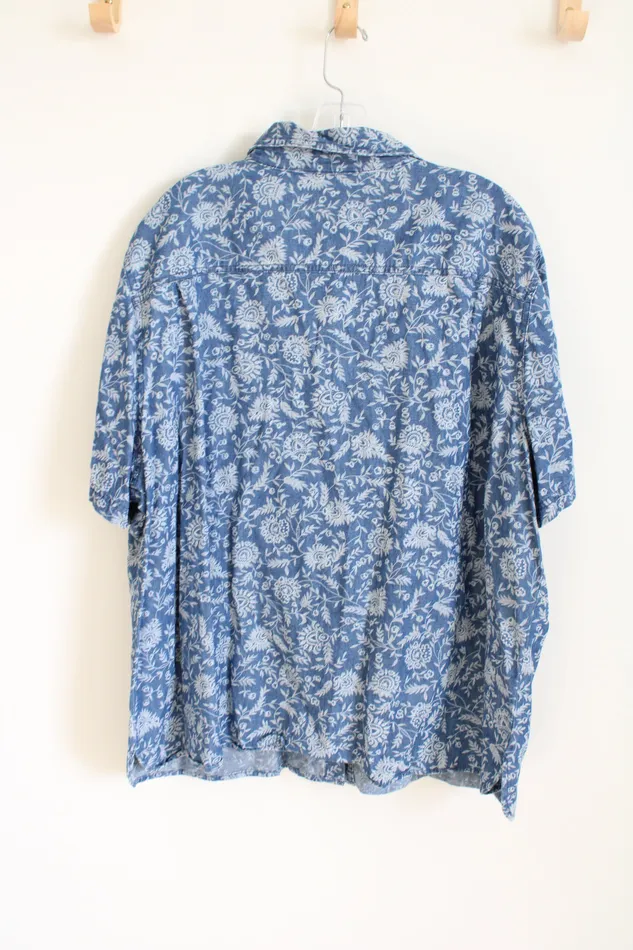 Sag Harbor Rings Vintage Sag Harbor Blue Floral Cotton Top 3XL