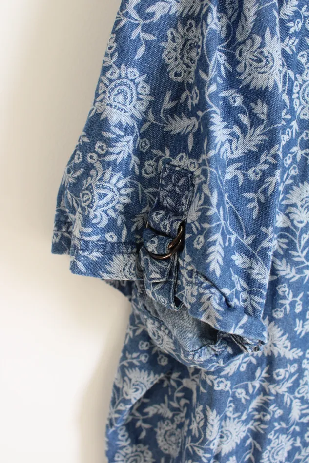 Sag Harbor Rings Vintage Sag Harbor Blue Floral Cotton Top 3XL