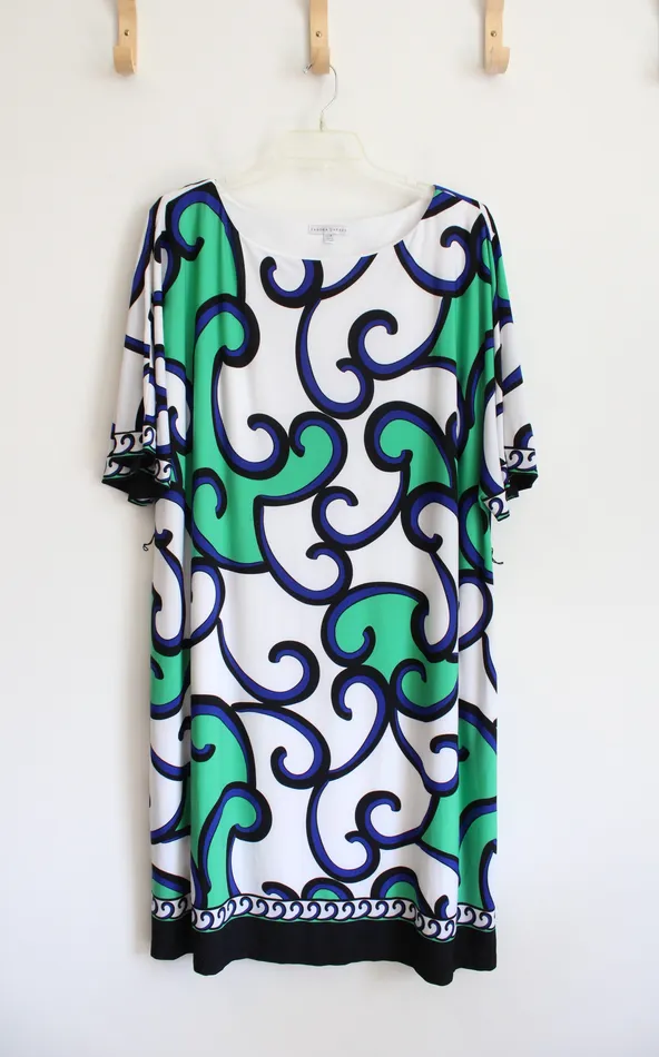 Sandra Darren Rings Sandra Darren Green Blue Black Patterned Maxi Dress 22W