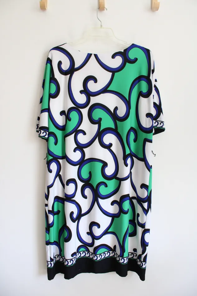 Sandra Darren Rings Sandra Darren Green Blue Black Patterned Maxi Dress 22W