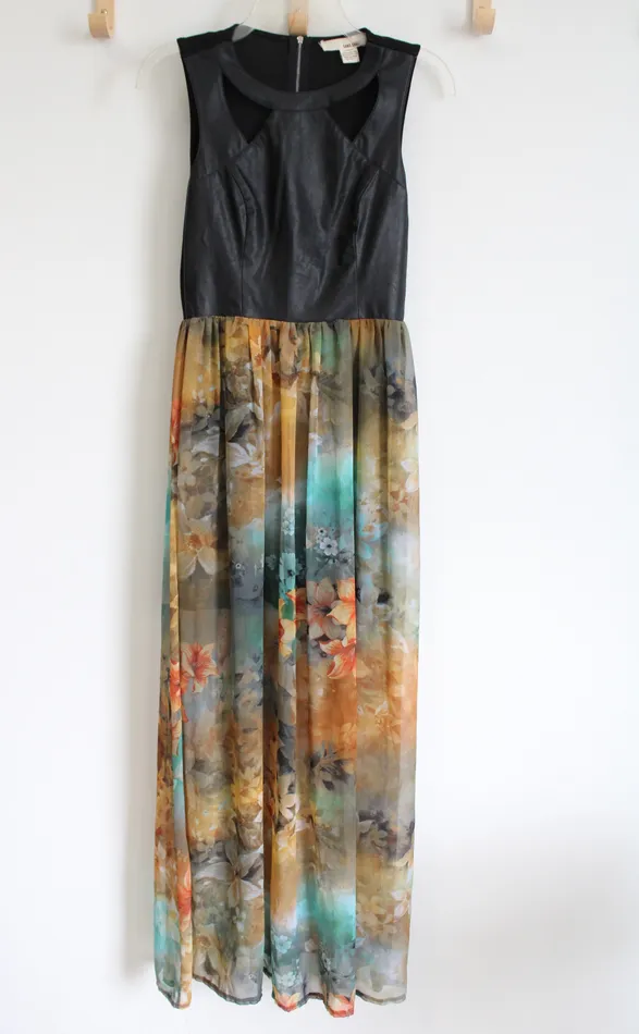 Sans Souci Sans Souci Leather and Floral Maxi Dress S Rings