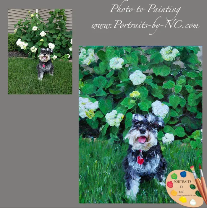 Schnauzer Dog Portrait from Photo Portraits by NC Necklaces