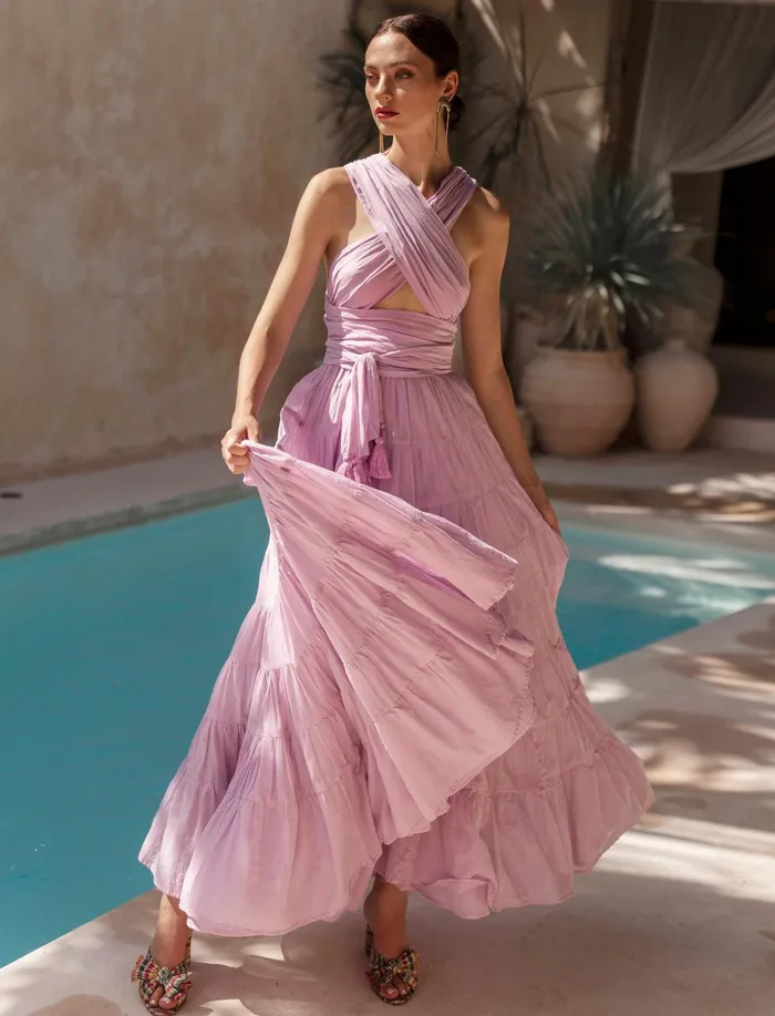 SELMA WOMEN BOHEMIAN MAXI DRESS Erika Pea Earrings
