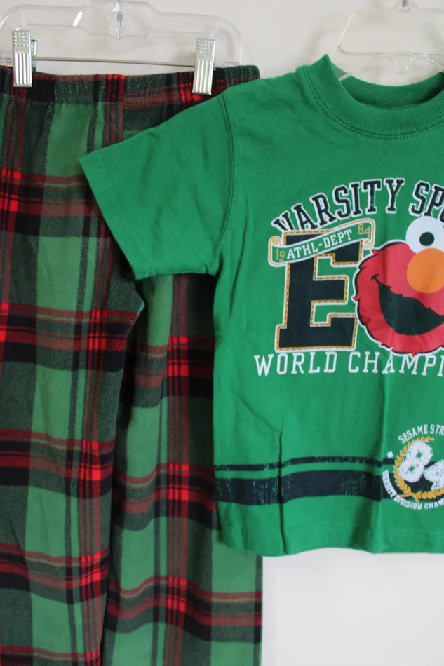Sesame Street Green Elmo Varsity Sport Pajama Set 5T Sesame Street Earrings