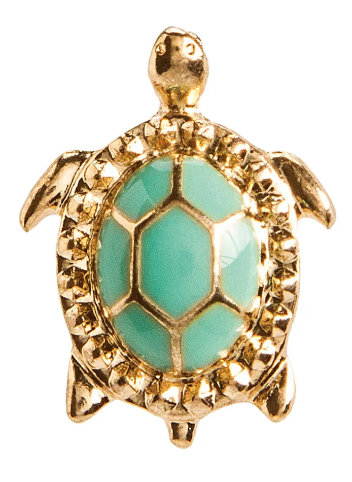 Shiny Gold and Green Turtle Post Earrings RAINJEWELRY Earrings