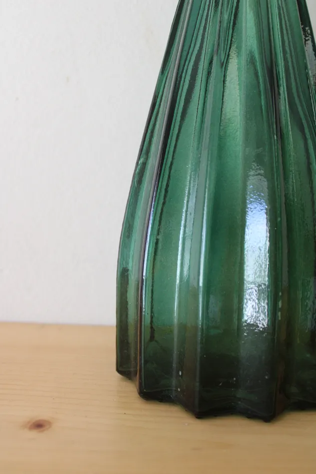 Smoked Green Ribbed Tall Vase 16 Jubilee Thrift Earrings