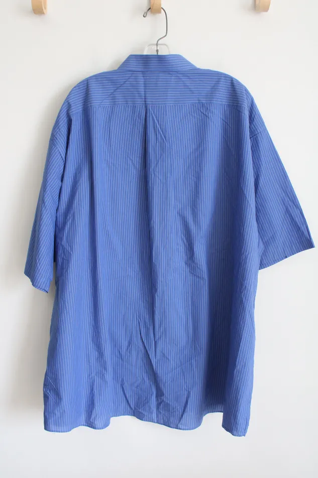Stafford Stafford Travel Blue Striped Button Down Shirt 20 Big Rings