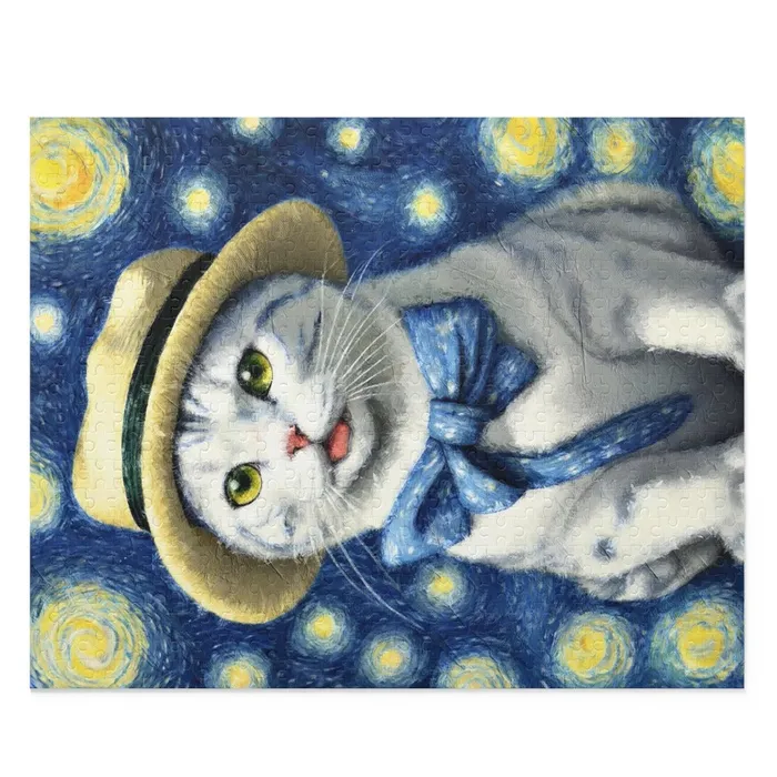 Starry Eye Cat Puzzle 120 252 500Piece Printify Earrings