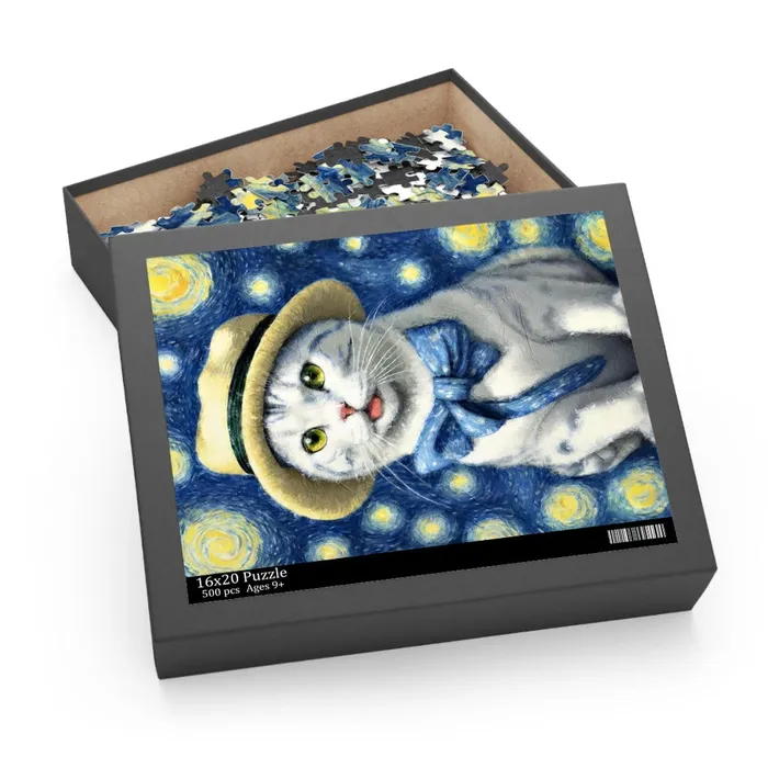Starry Eye Cat Puzzle 120 252 500Piece Printify Earrings