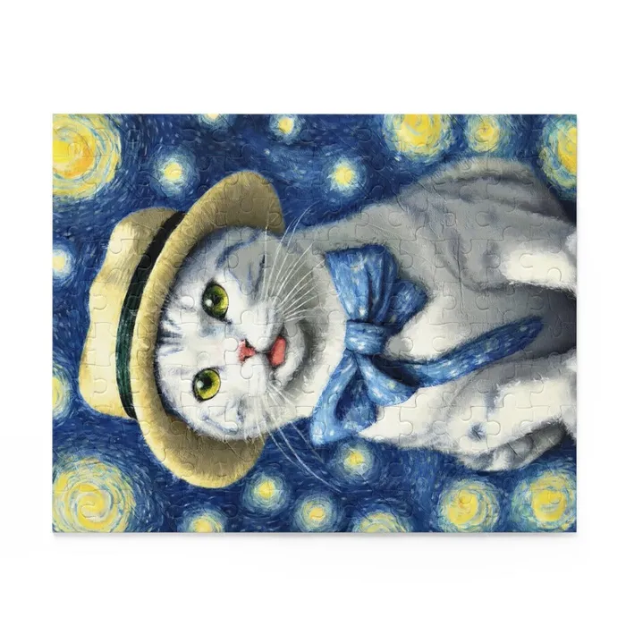 Starry Eye Cat Puzzle 120 252 500Piece Printify Earrings