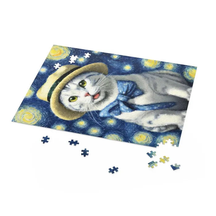 Starry Eye Cat Puzzle 120 252 500Piece Printify Earrings