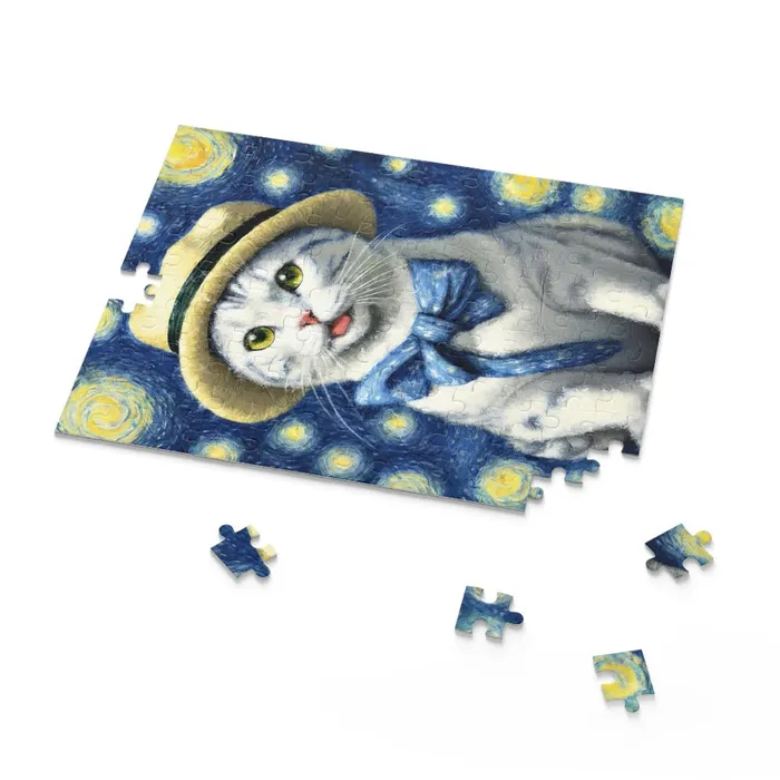 Starry Eye Cat Puzzle 120 252 500Piece Printify Earrings