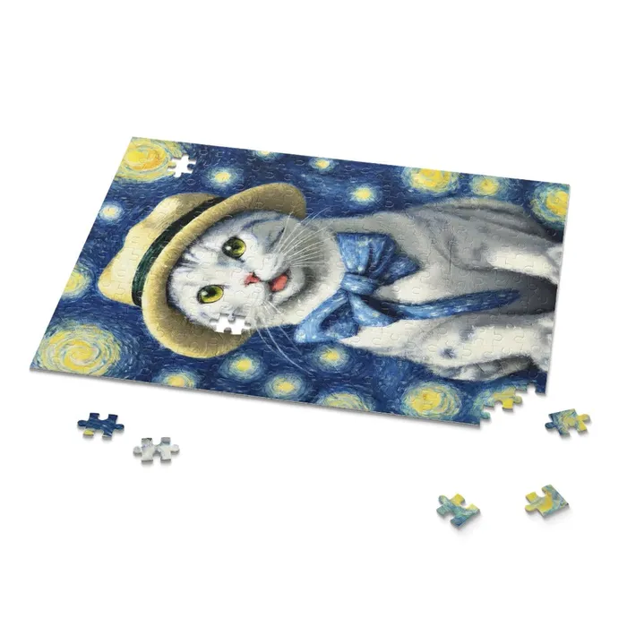 Starry Eye Cat Puzzle 120 252 500Piece Printify Earrings