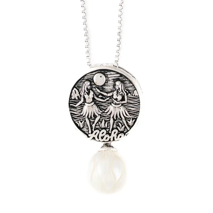 Sterling Silver Hawaiian Hula White Freshwater Pearl with 18Inch Chain TROPICALCREATIO Rings Sterling Silver Hawaiian Hula White Freshwater Pearl with 18Inch Chain TROPICALCREATIO Rings