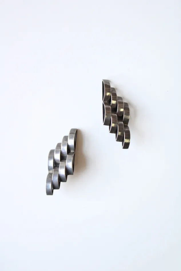 Sterling Silver Woven Design Clip On Earrings Jubilee Thrift Earrings