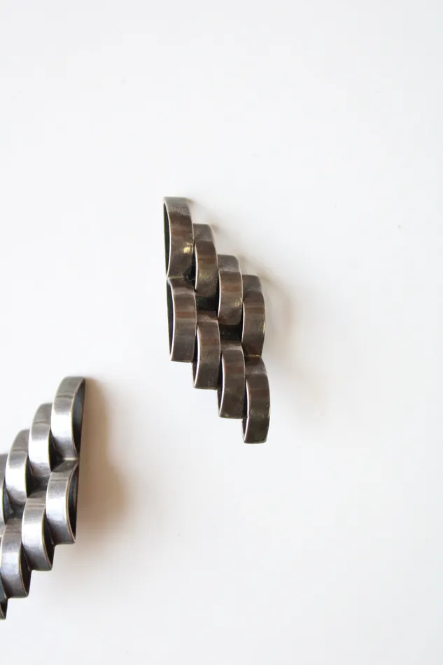 Sterling Silver Woven Design Clip On Earrings Jubilee Thrift Earrings