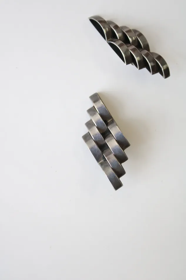 Sterling Silver Woven Design Clip On Earrings Jubilee Thrift Earrings