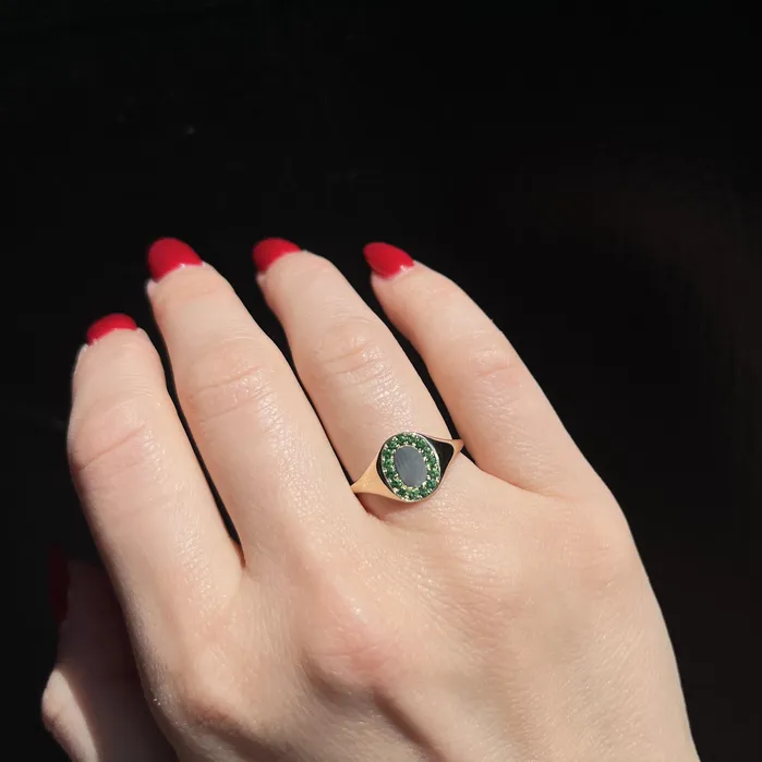 Stuller Rings 14K Yellow Gold Tsavorite Garnet Signet Ring
