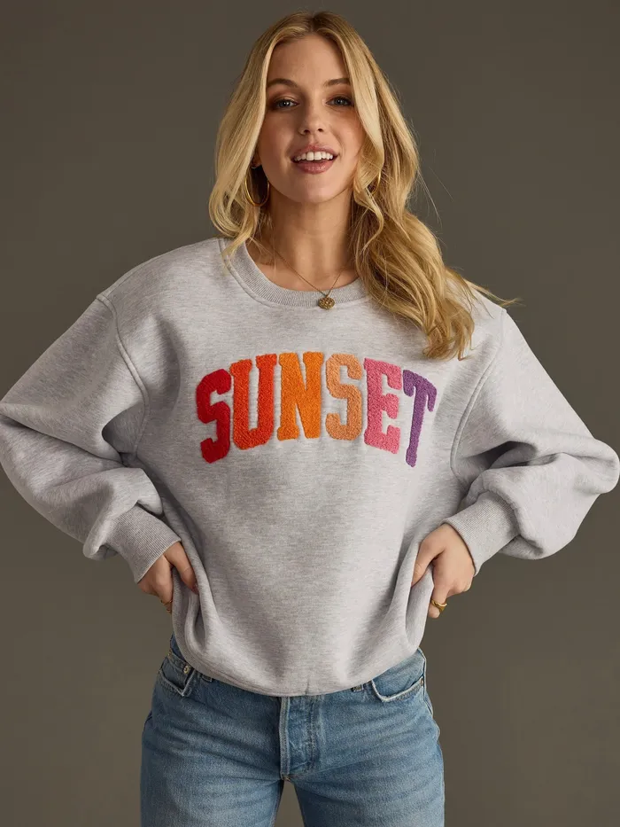 Sunset Terry Crewneck Sweatshirt Panache Earrings