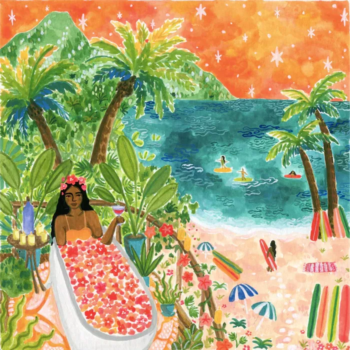 SURFSHACKPUZZLE Earrings Surf Shack Bliss Bath Puzzle by Caroline Chessia 500Pieces