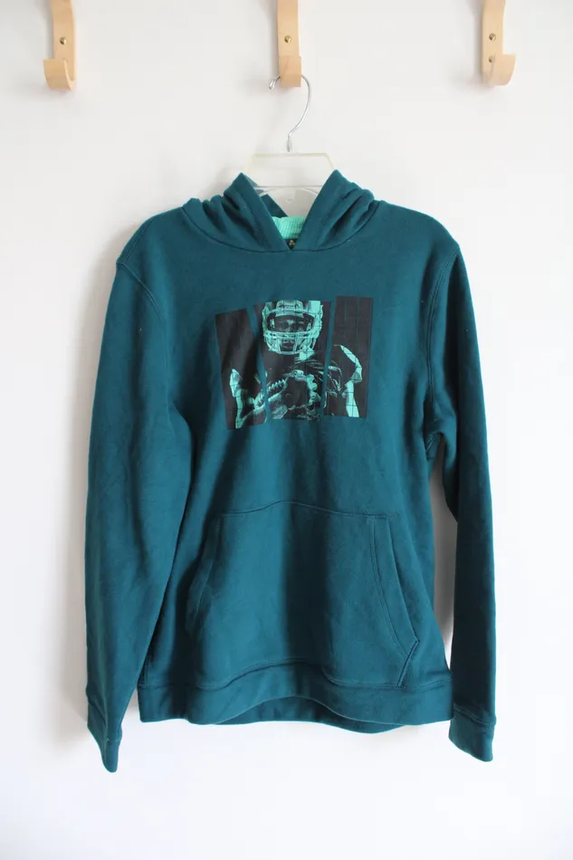 Tek Gear Ultrasoft Fleece Lined Dark Teal Football Hoodie Youth L 1416 Tek Gear Earrings Tek Gear Ultrasoft Fleece Lined Dark Teal Football Hoodie Youth L 1416 Tek Gear Earrings